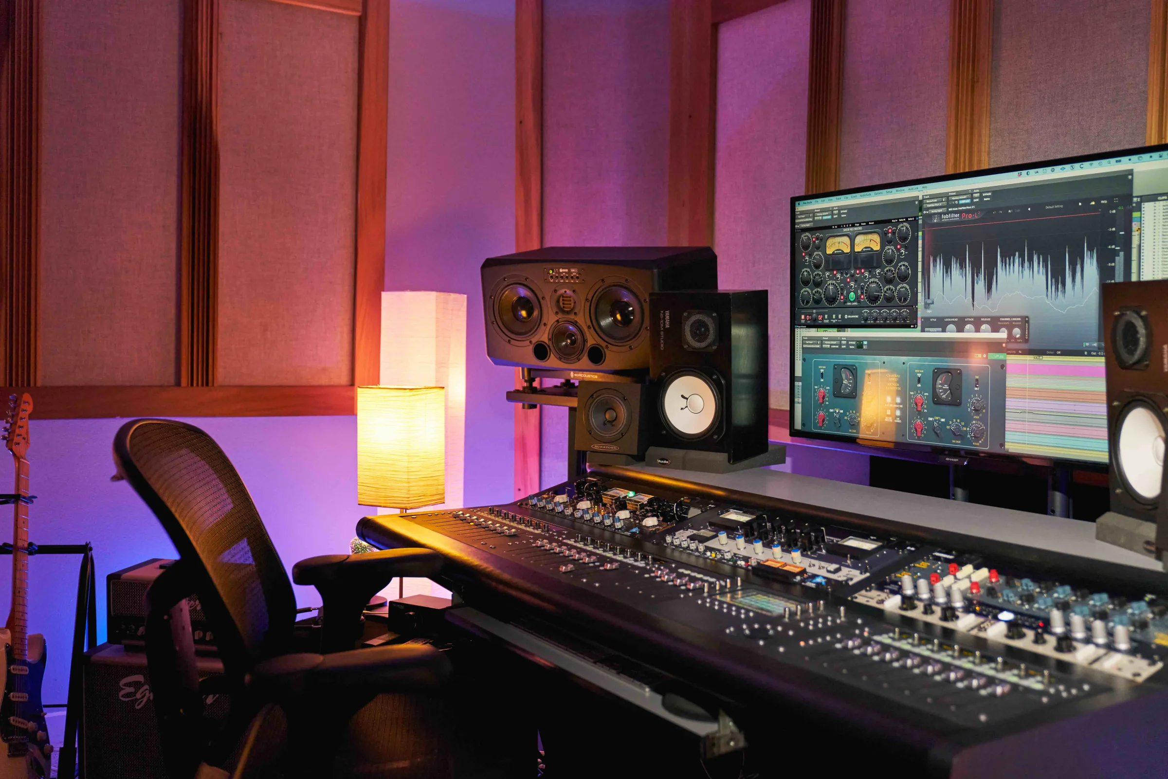 Large-format recording console in the Krieger Bangerz studio